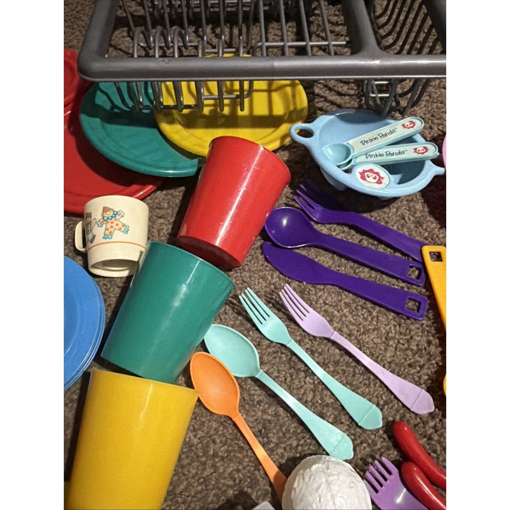 Huge Vintage Play Food Lot Play Kitchen Accessories Bowls Plates Food Mixed Lot - Picture 7 of 15
